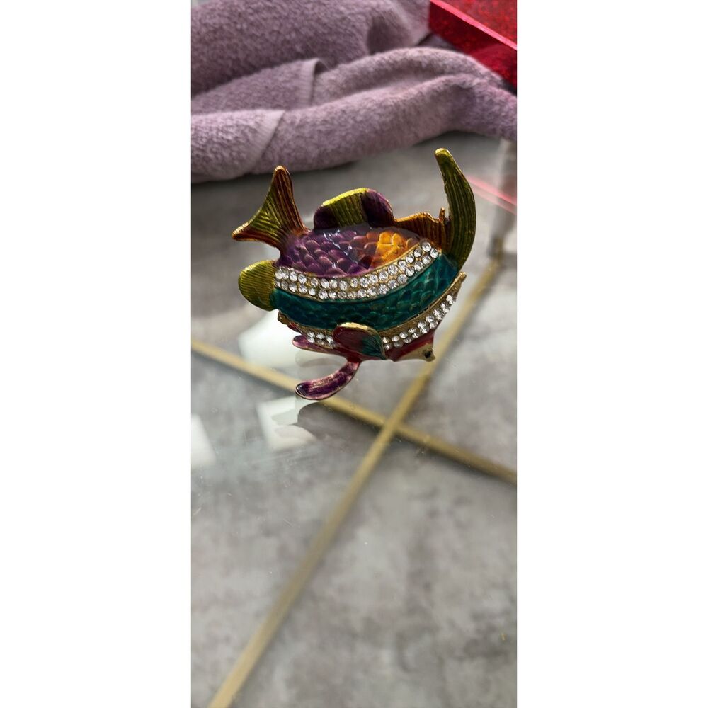 Colorful enamel and rhinestone fish drink box - Picture 3 of 5
